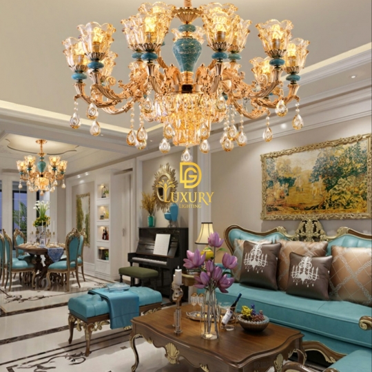 Đèn Chùm Pha Lê Gốm Sứ GS 05